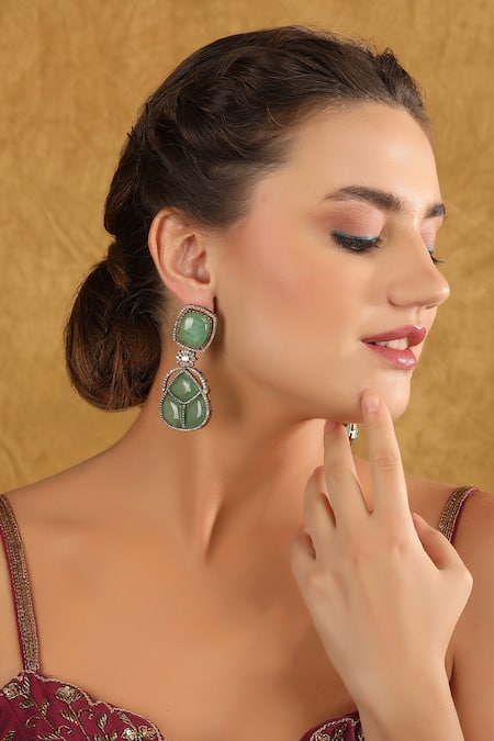 Auraa Trends Stone Embellished Drop Earrings 