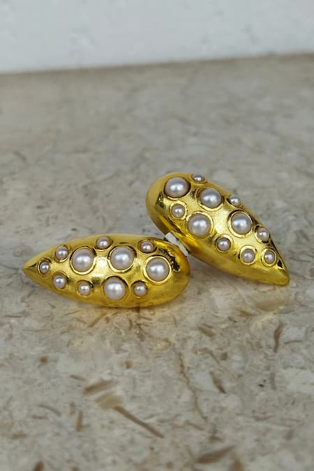 Buy Bblingg Gold Plated Pearls Embellished Studs Online at Aza Fashions Buy_Bblingg_Gold Plated Pearls Embellished Studs _Online_at_Aza_Fashions