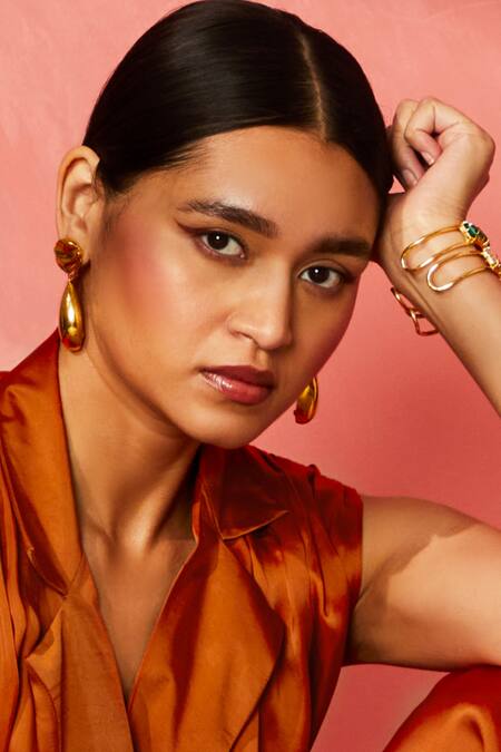 Bblingg_Gold Plated Amore Textured Danglers _Online_at_Aza_Fashions