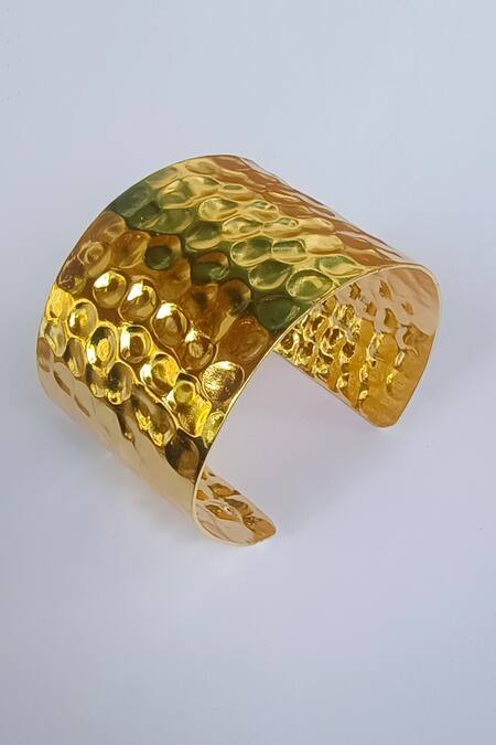 Shop Bblingg Gold Plated Baro Textured Cuff at Aza Fashions Shop_Bblingg_Gold Plated Baro Textured Cuff _at_Aza_Fashions