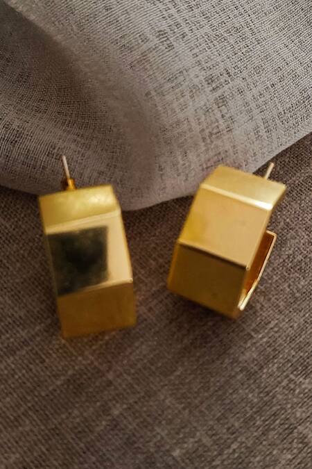 Shop Bblingg Gold Plated Cayla Chunky Structured Hoops at Aza Fashions Shop_Bblingg_Gold Plated Cayla Chunky Structured Hoops _at_Aza_Fashions