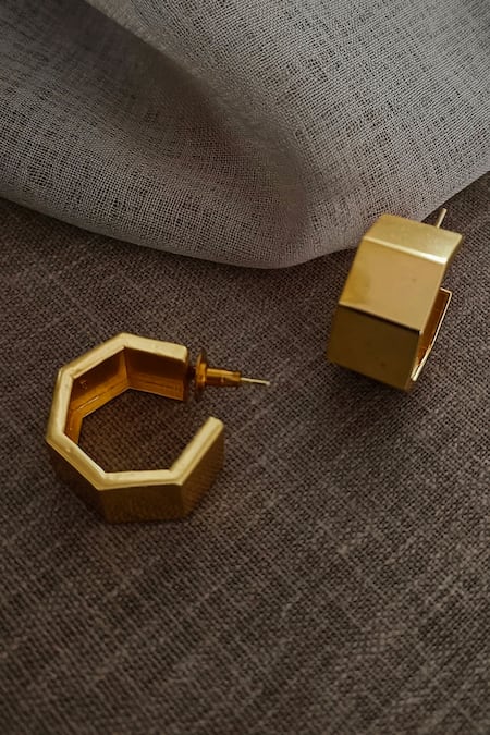 Bblingg Gold Plated Cayla Chunky Structured Hoops Online at Aza Fashions Bblingg_Gold Plated Cayla Chunky Structured Hoops _Online_at_Aza_Fashions