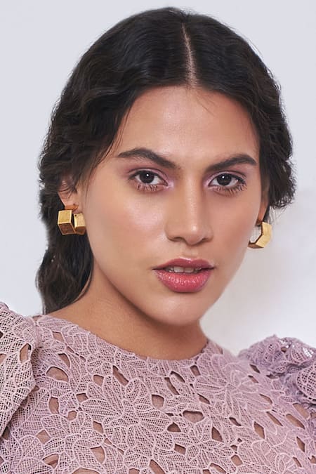Buy Bblingg Gold Plated Cayla Chunky Structured Hoops Buy_Bblingg_Gold Plated Cayla Chunky Structured Hoops