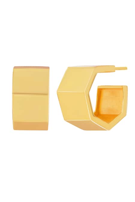 Shop Bblingg Gold Plated Cayla Chunky Structured Hoops Shop_Bblingg_Gold Plated Cayla Chunky Structured Hoops