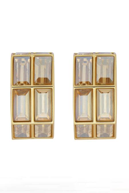 Bblingg Gold Plated Crystals Chandelier Baguette Embellished Hoops at Aza Fashions Bblingg_Gold Plated Crystals Chandelier Baguette Embellished Hoops _at_Aza_Fashions