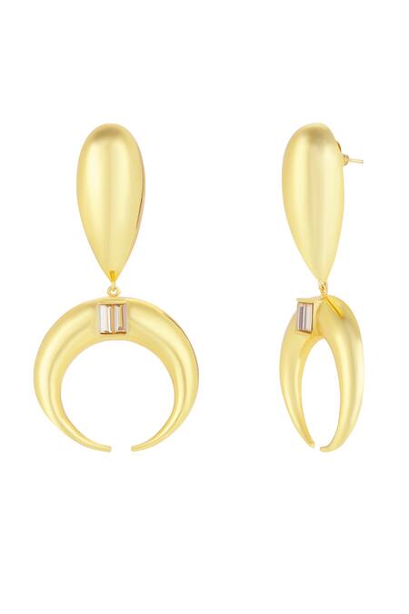 Buy Bblingg Gold Plated Stones Copa Moon Shaped Earrings Online at Aza Fashions Buy_Bblingg_Gold Plated Stones Copa Moon Shaped Earrings _Online_at_Aza_Fashions
