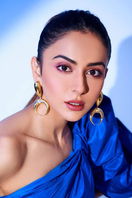 Shop Bblingg Gold Plated Stones Copa Moon Shaped Earrings Online at Aza Fashions Shop_Bblingg_Gold Plated Stones Copa Moon Shaped Earrings _Online_at_Aza_Fashions