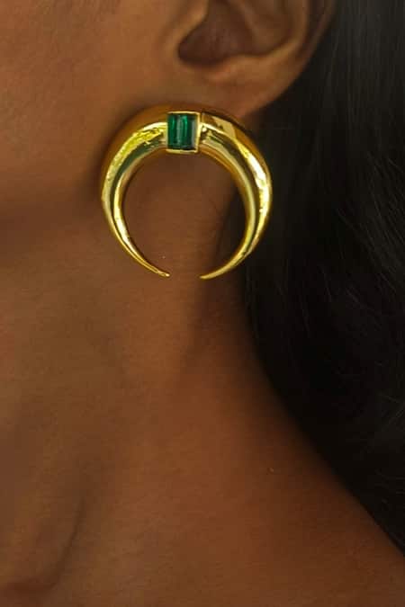 Buy Bblingg Gold Plated Crystals Copa Moon Shaped Stone Embellished Studs Online at Aza Fashions Buy_Bblingg_Gold Plated Crystals Copa Moon Shaped Stone Embellished Studs _Online_at_Aza_Fashions