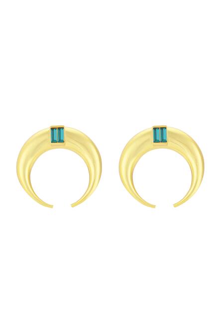 Shop Bblingg Gold Plated Crystals Copa Moon Shaped Stone Embellished Studs Online at Aza Fashions Shop_Bblingg_Gold Plated Crystals Copa Moon Shaped Stone Embellished Studs _Online_at_Aza_Fashions