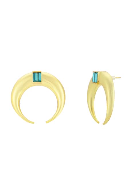 Bblingg Gold Plated Crystals Copa Moon Shaped Stone Embellished Studs at Aza Fashions Bblingg_Gold Plated Crystals Copa Moon Shaped Stone Embellished Studs _at_Aza_Fashions