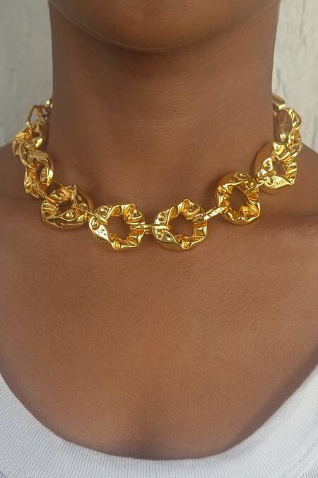 Bblingg Gold Plated Pebble Textured Choker Necklace Online at Aza Fashions Bblingg_Gold Plated Pebble Textured Choker Necklace _Online_at_Aza_Fashions