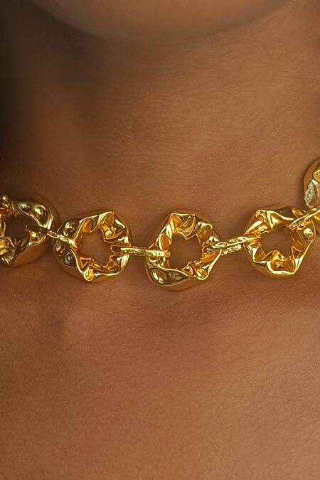 Buy Bblingg Gold Plated Pebble Textured Choker Necklace Online at Aza Fashions Buy_Bblingg_Gold Plated Pebble Textured Choker Necklace _Online_at_Aza_Fashions