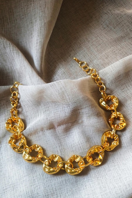 Shop Bblingg Gold Plated Pebble Textured Choker Necklace Online at Aza Fashions Shop_Bblingg_Gold Plated Pebble Textured Choker Necklace _Online_at_Aza_Fashions