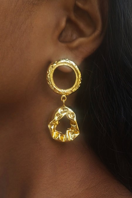 Bblingg Gold Plated Ring Pebble Danglers 