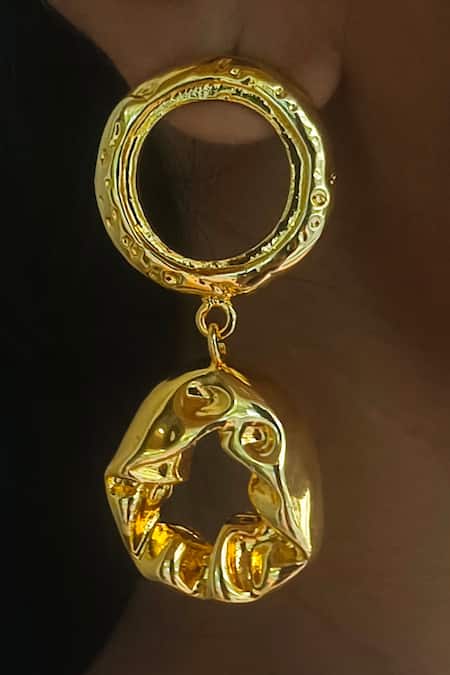 Bblingg_Gold Plated Ring Pebble Danglers _Online_at_Aza_Fashions