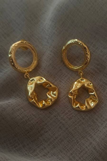 Buy_Bblingg_Gold Plated Ring Pebble Danglers _Online_at_Aza_Fashions