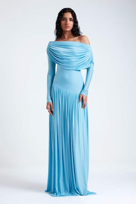 Deme by Gabriella Annie Drop Waist Pleated Gown 