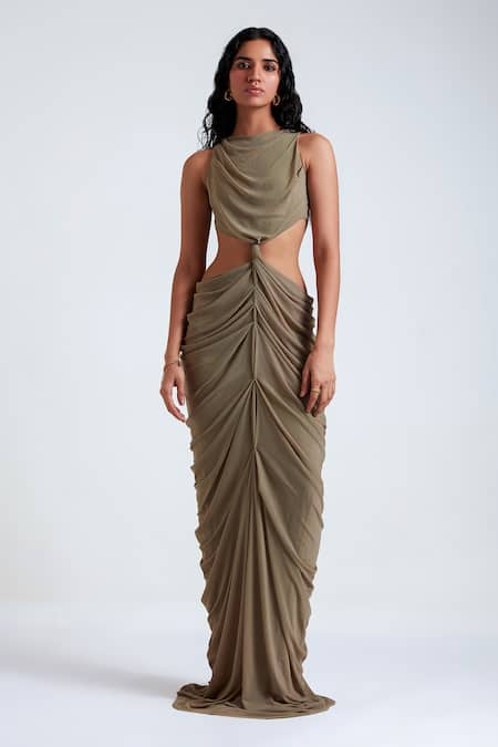 Deme by Gabriella Grey Malai Lycra High Krysta Waist Cut-out Gown 