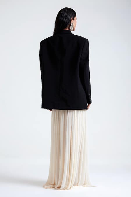 Deme By Gabriella_Black Lycra Luna Tailored Blazer _Online_at_Aza_Fashions