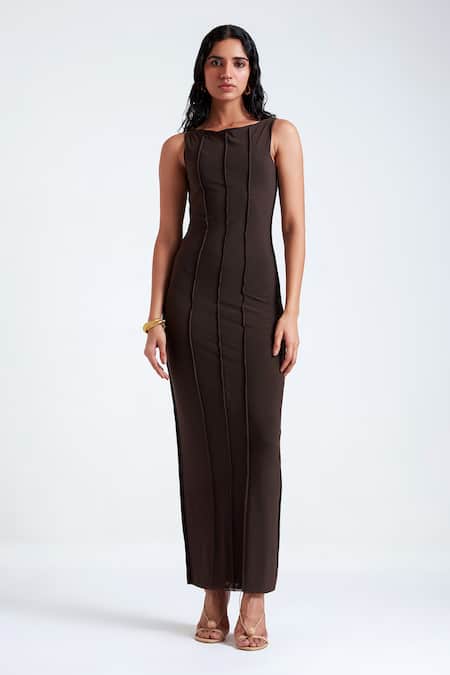 Buy Deme By Gabriella Black Leather, Lycra Round , Open Kiah Bodycon Dress With Trench Coat Online at Aza Fashions Buy_Deme By Gabriella_Black Leather, Lycra Round , Open Kiah Bodycon Dress With Trench Coat _Online_at_Aza_Fashions