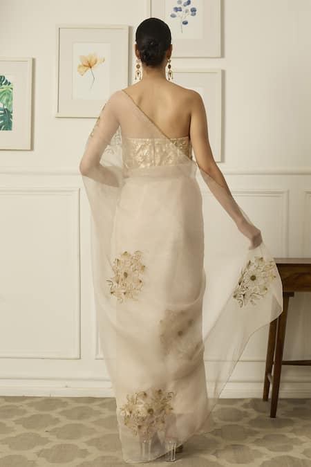 Peeli Dori Miral Silk Organza Saree With Tube Blouse 