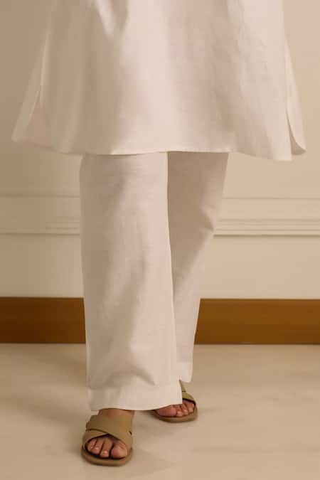 Vasstram_Grey Linen Embroidery Round Neck Ombre French Knot Co-ord Set _Online_at_Aza_Fashions