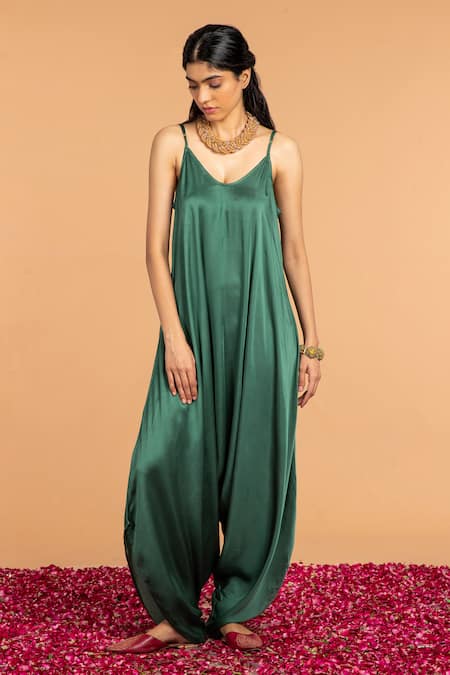 Vasstram Solid Asymmetric Dhoti Jumpsuit 