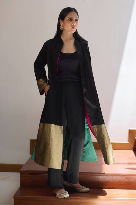 Buy Vasstram Gold Cotton Zari Open Neck Nargis Embroidered Long Jacket Online at Aza Fashions Buy_Vasstram_Gold Cotton Zari Open Neck Nargis Embroidered Long Jacket _Online_at_Aza_Fashions