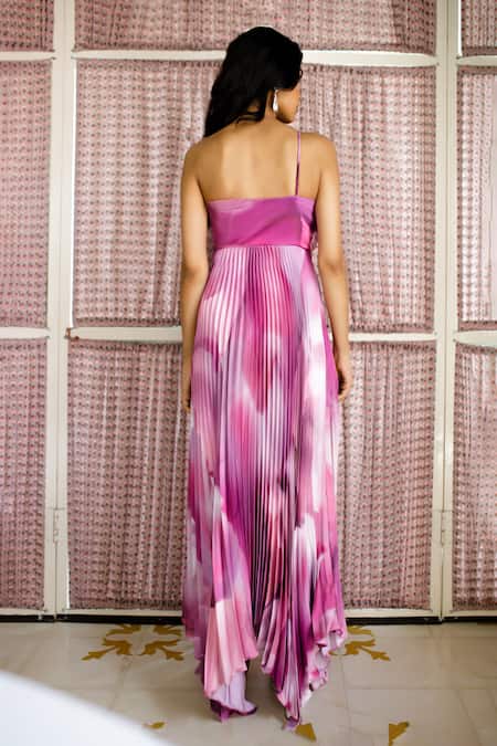 Zwaan Rozanne Abstract Print Pleated Asymmetric Dress 
