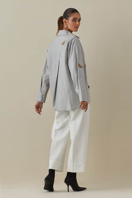 Bunka Nisha Butterfly Embroidered Shirt 