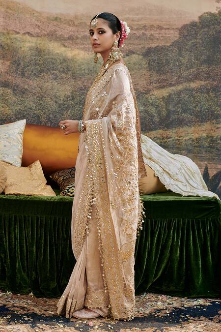 Buy Itrh Ivory , Gaja Kavya Gota Patti Embroidered Saree With Blouse Online at Aza Fashions Buy_Itrh_Ivory , Gaja Kavya Gota Patti Embroidered Saree With Blouse _Online_at_Aza_Fashions