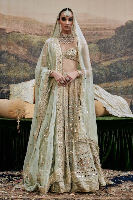 Itrh Noor Jahan Floral Vine Gota Patti Embroidered Bridal Lehenga Set 