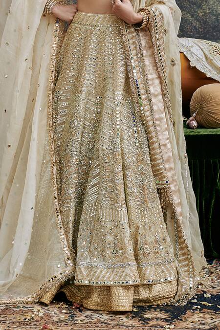 Buy Itrh Ivory Organza, Chanderi Shvet Afsana Gota Patti Embroidered Bridal Lehenga Set Online at Aza Fashions Buy_Itrh_Ivory Organza, Chanderi Shvet Afsana Gota Patti Embroidered Bridal Lehenga Set _Online_at_Aza_Fashions