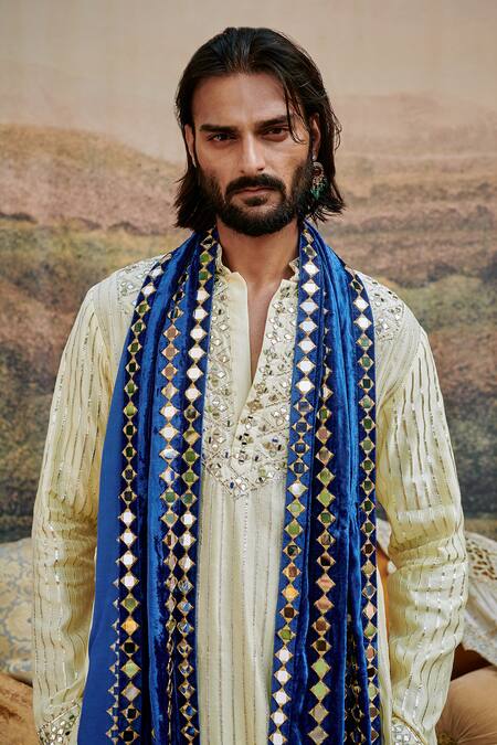 Shop Itrh Beige Linen, Cotton, Organza Gota Patti, Seher Embroidered Kurta And Pant Set at Aza Fashions Shop_Itrh_Beige Linen, Cotton, Organza Gota Patti, Seher Embroidered Kurta And Pant Set _at_Aza_Fashions