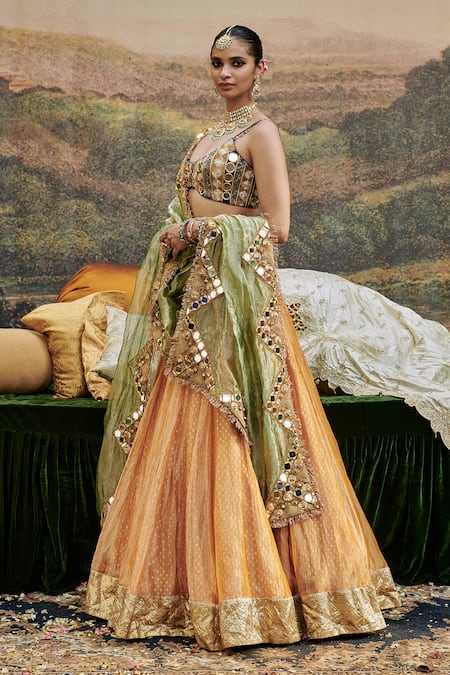 Itrh Ina Sheesh Mirror Work Lehenga Set 