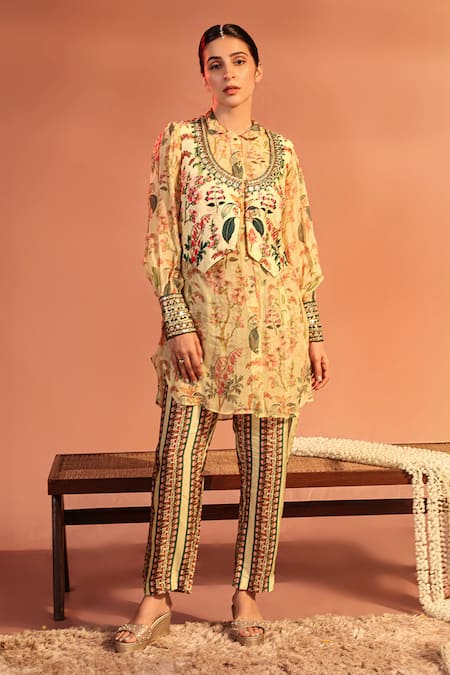 Soup by Sougat Paul Tamaya Floral Print Kurta Set With Jacket 