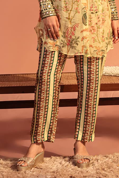 Soup By Sougat Paul Cream Organza, Silk Mirrors, Tamaya Floral Print Kurta Set With Jacket Online at Aza Fashions Soup By Sougat Paul_Cream Organza, Silk Mirrors, Tamaya Floral Print Kurta Set With Jacket _Online_at_Aza_Fashions