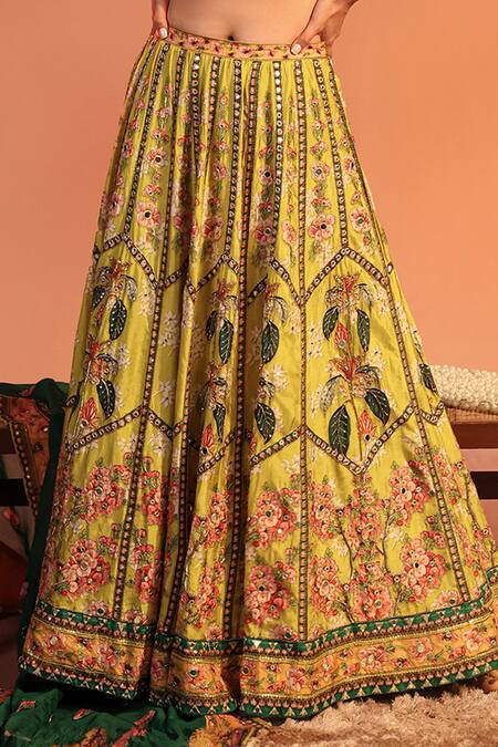 Buy Soup By Sougat Paul Yellow Silk, Organza Mirrors, Embroidery Round Neck Tamaya Lehenga Set Online at Aza Fashions Buy_Soup By Sougat Paul_Yellow Silk, Organza Mirrors, Embroidery Round Neck Tamaya Lehenga Set _Online_at_Aza_Fashions