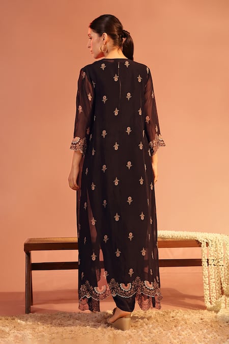 Soup By Sougat Paul Eraya Floral Embroidered Cape With Draped Dress 