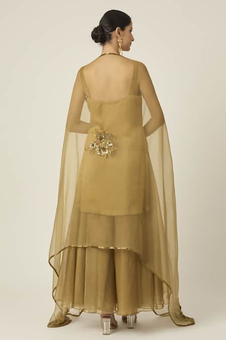 Peeli Dori Paro Plain Kurta Sharara Set 