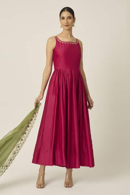 Peeli Dori Mehafil Embroidered Neckline Anarkali With Dupatta 