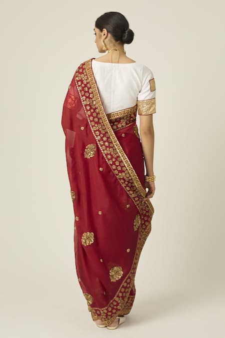 Peeli Dori Myra Organza Embroidered Saree With Blouse 