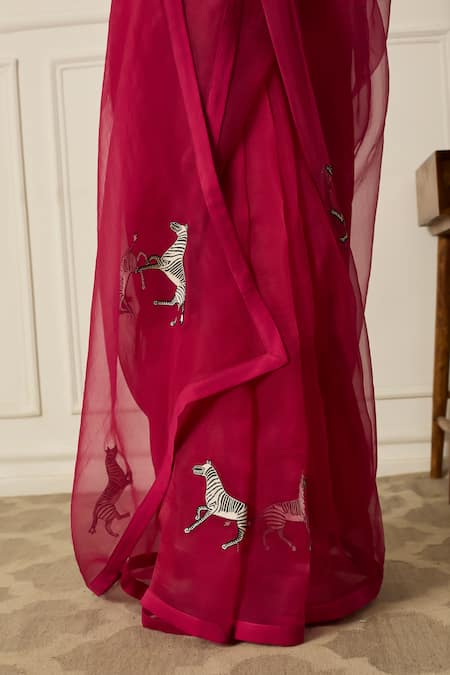 Shop_Peeli Dori_Pink Silk Organza Embroidered Resham Round Balcao Saree With Blouse _Online_at_Aza_Fashions