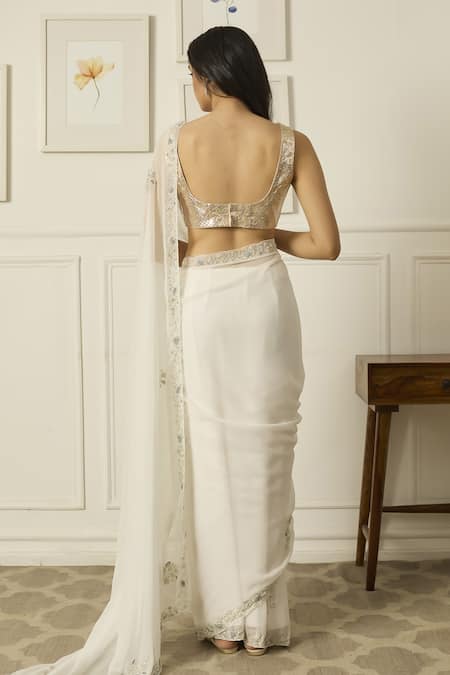 Peeli Dori Meenakshi Embroidered Border Saree With Blouse 