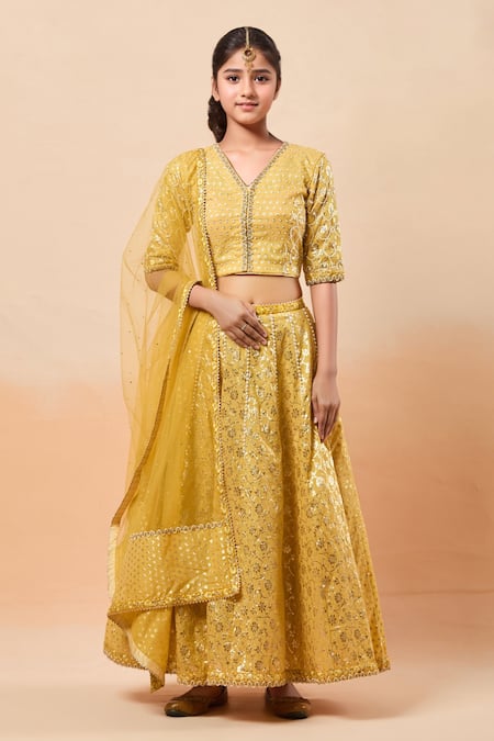 Nitya Bajaj Flower Woven Lehenga Set 