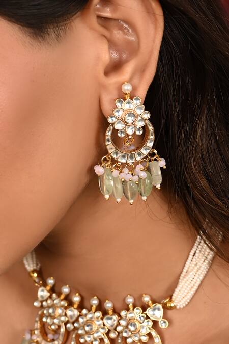 Buy Namasya Green Pearls, Stones Bahar Kundan And Embellished Choker Set Online at Aza Fashions Buy_Namasya_Green Pearls, Stones Bahar Kundan And Embellished Choker Set_Online_at_Aza_Fashions