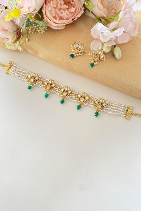 Namasya Padma Floret Kundan Embellished Choker Set 