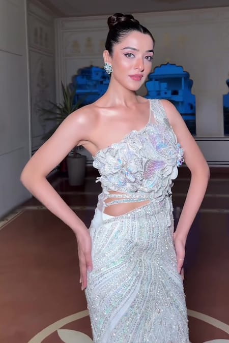 Mireya Sanya 3D Cutout Floral Embroidered Gown 