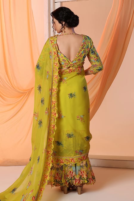 Soup By Sougat Paul Aarani Floral Print Pre-Draped Saree With Blouse 