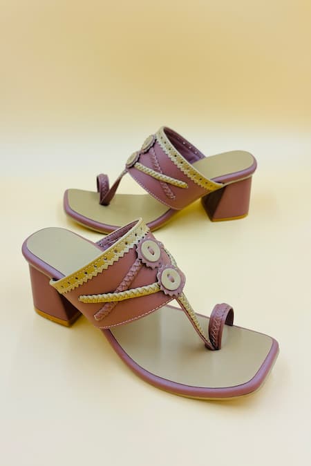 Shop Shiveen Shiveen Brown Ahimsa Braided Woven Kolhapuris at Aza Fashions Shop_Shiveen Shiveen_Brown Ahimsa Braided Woven Kolhapuris _at_Aza_Fashions